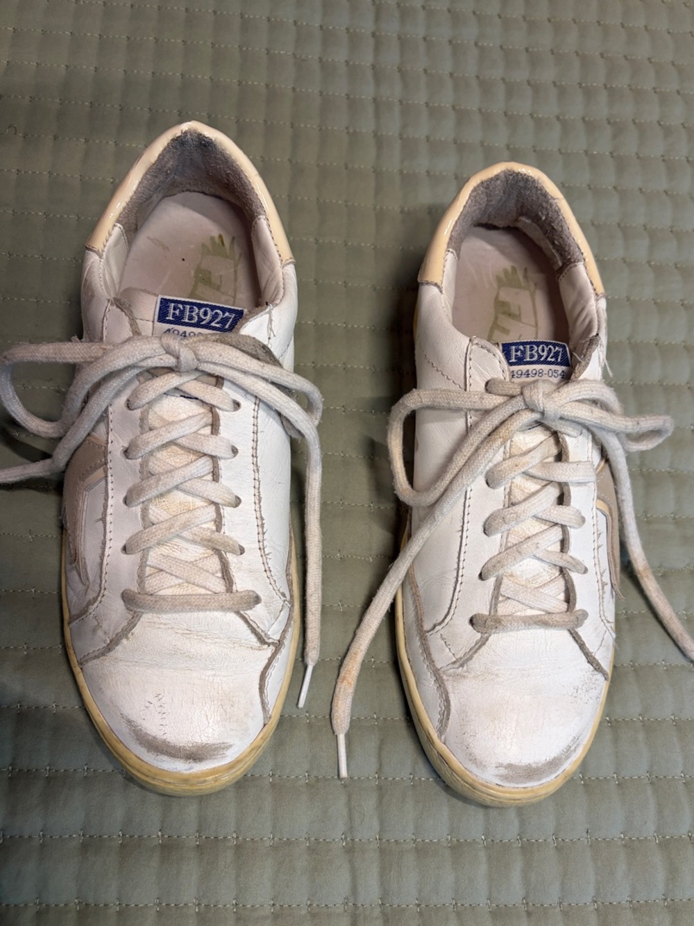 freebird white leather sneakers with cream soles